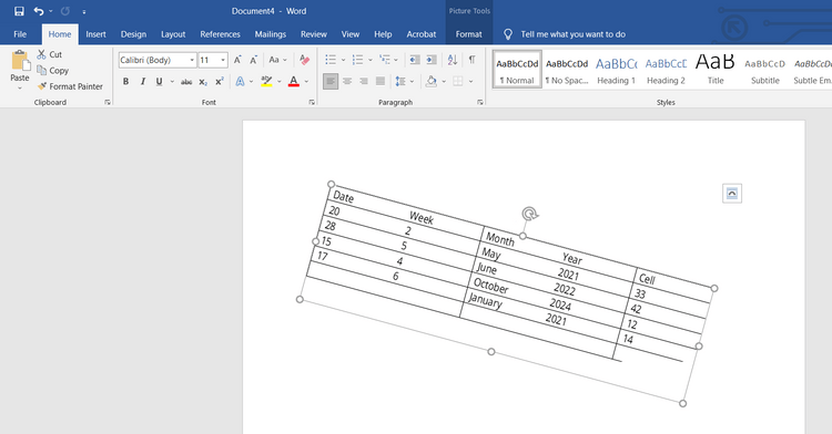 How to rotate a table in Microsoft Word