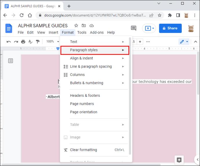 Comment changer la couleur d'arrière-plan dans un document Google