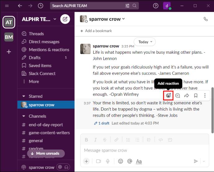 Comment répondre à un message spécifique dans Slack