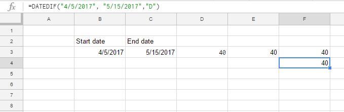 Comment calculer les jours entre les dates dans Google Sheets