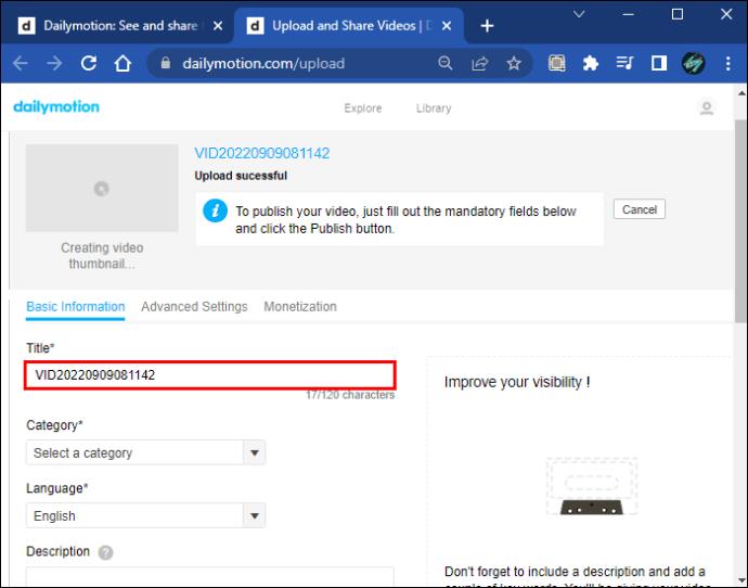 How To Upload A Video To Dailymotion