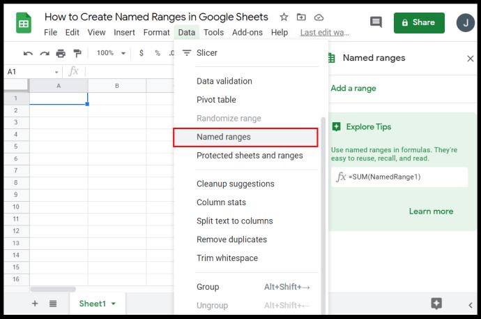 Comment calculer la plage dans Google Sheets