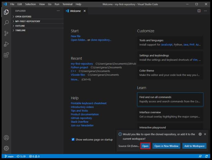 VS Code Как создать новый проект