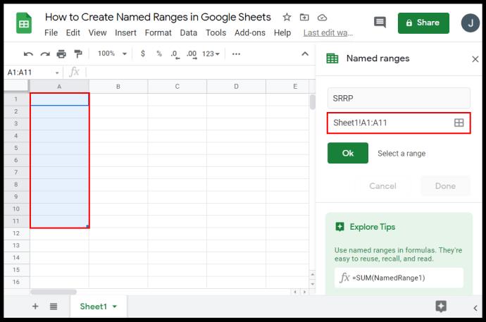 Comment calculer la plage dans Google Sheets