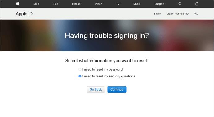 "Nous n'avons pas suffisamment d'informations pour réinitialiser vos questions de sécurité" - Comment réinitialiser un compte Apple