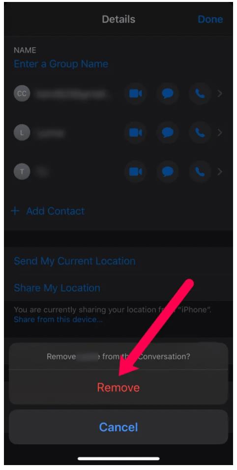 Cómo eliminar a alguien de un grupo de mensajes de texto en el iPhone