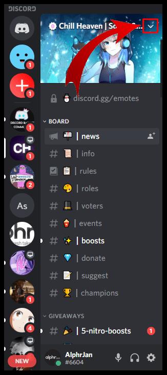 Как покинуть сервер Discord