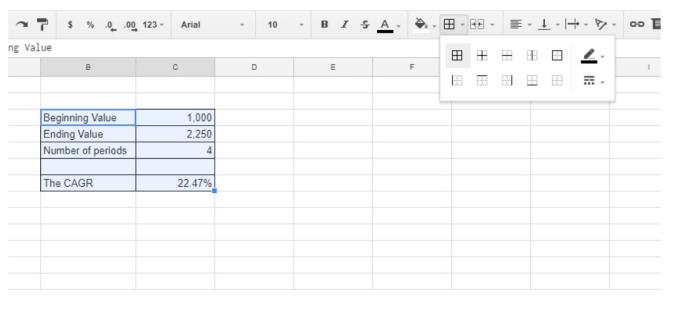 Comment ajouter la formule CAGR aux feuilles de calcul Google Sheets