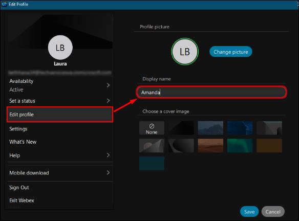 Como alterar seu nome de exibição no Webex