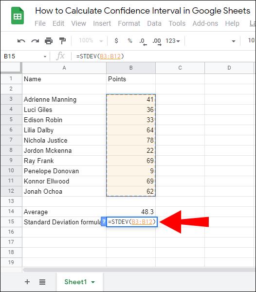 Comment calculer l'intervalle de confiance dans Google Sheets