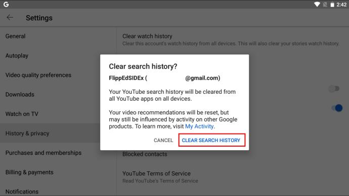 كيفية مسح سجل البحث على YouTube