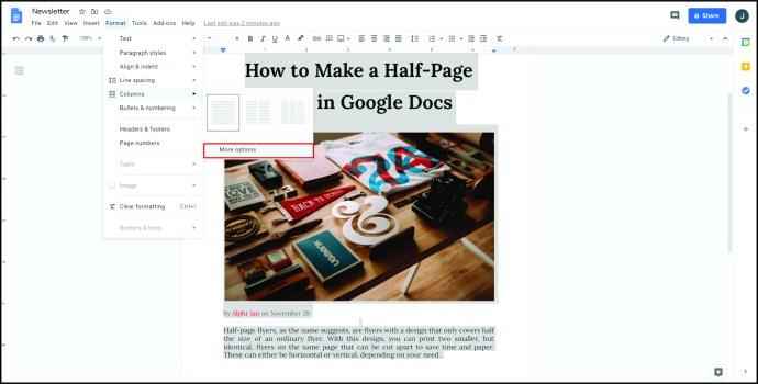 Comment créer un dépliant dans Google Docs