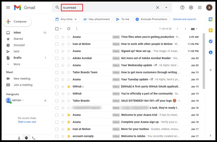 Como encontrar e-mails não lidos no Gmail