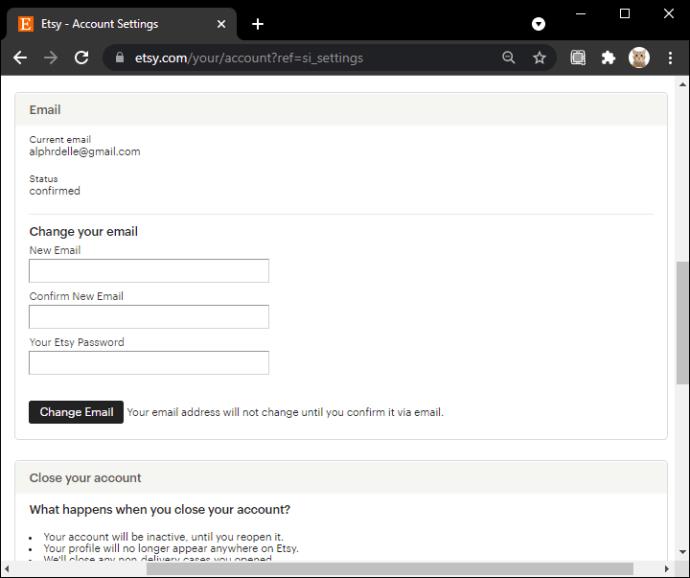 Como alterar seu endereço de e-mail no Etsy