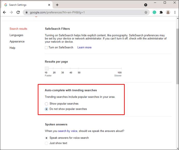 How To Turn Off Trending Searches On Google