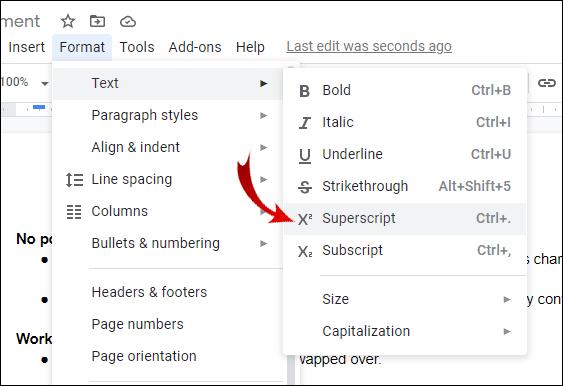 How To Add Superscript Or Subscript In Google Docs