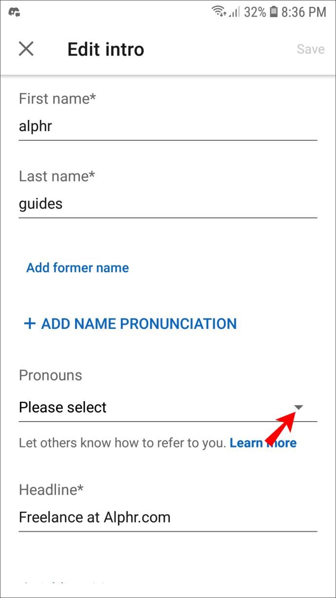 Como adicionar pronomes ao LinkedIn