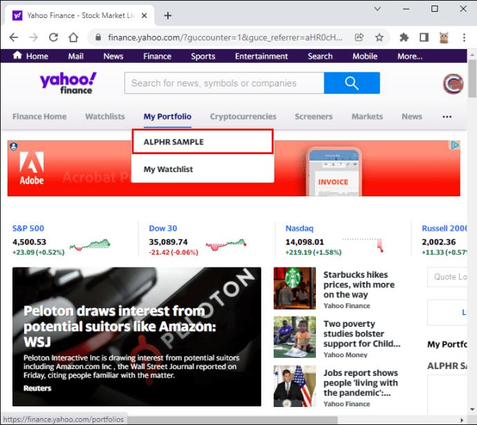 Yahoo Finance에서 주식을 삭제하는 방법