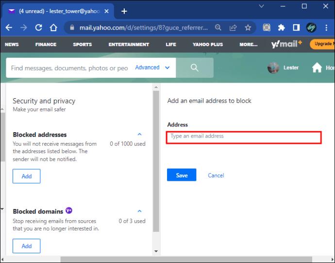 Como bloquear um endereço de e-mail no Yahoo