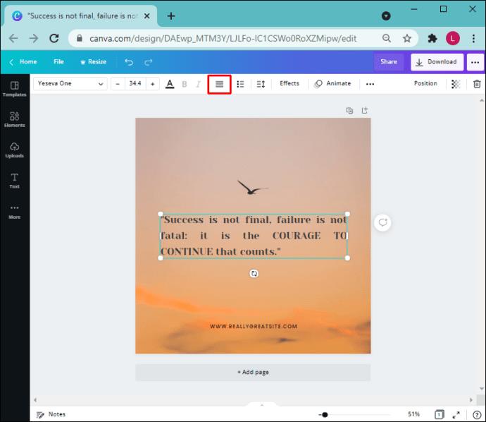 Comment justifier du texte dans Canva