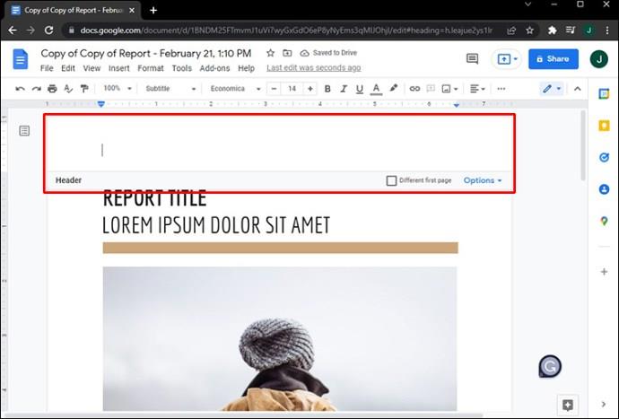 Comment créer différents en-têtes pour différentes pages dans Google Docs