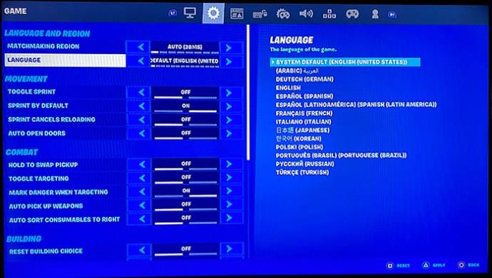 Comment changer la langue dans Fortnite