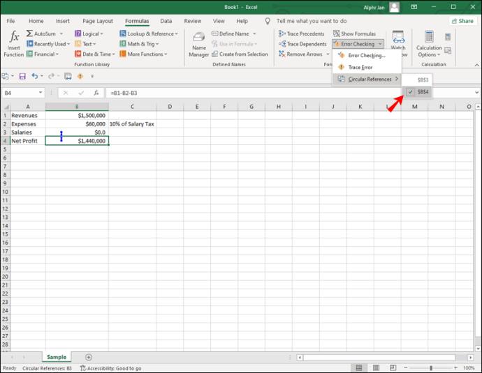 Comment trouver une référence circulaire dans Excel