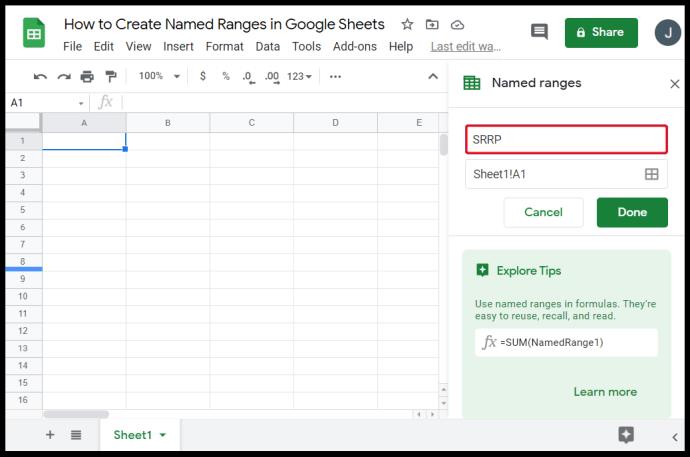 Comment calculer la plage dans Google Sheets