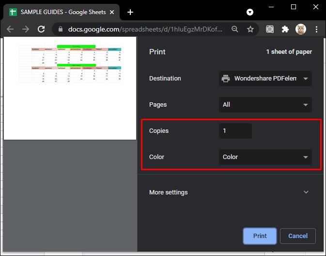 Comment définir la zone d'impression dans Google Sheets