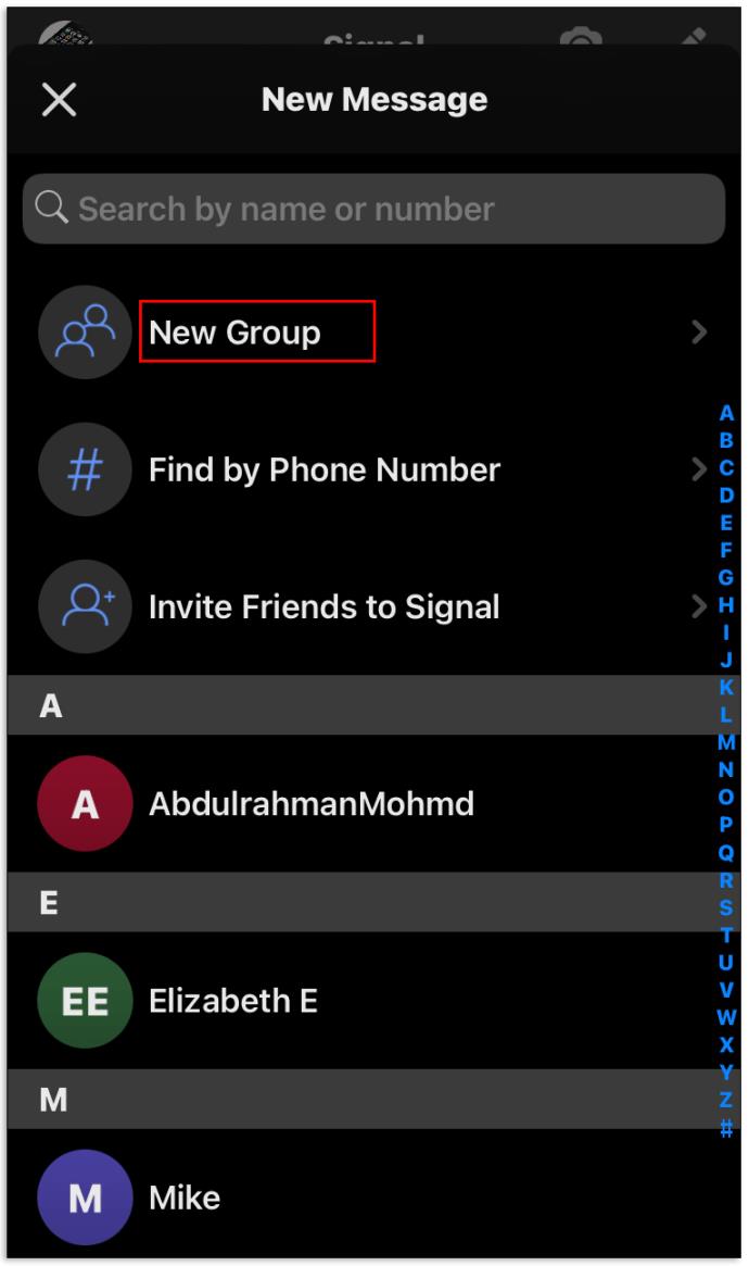Como criar um grupo no Signal