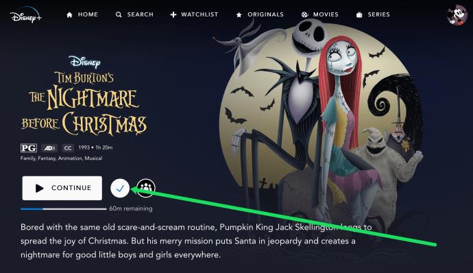 Remove from Watchlist in Disney Plus