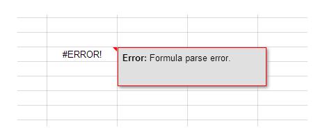 Erreur d'analyse de formule Google Sheets - Comment réparer