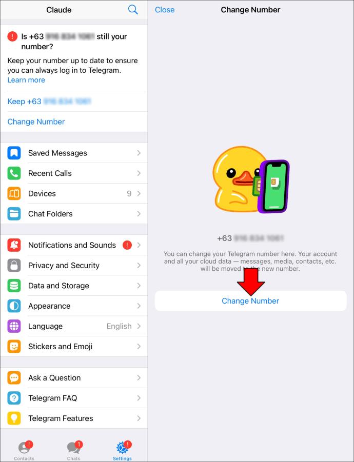 Comment changer votre numéro dans Telegram