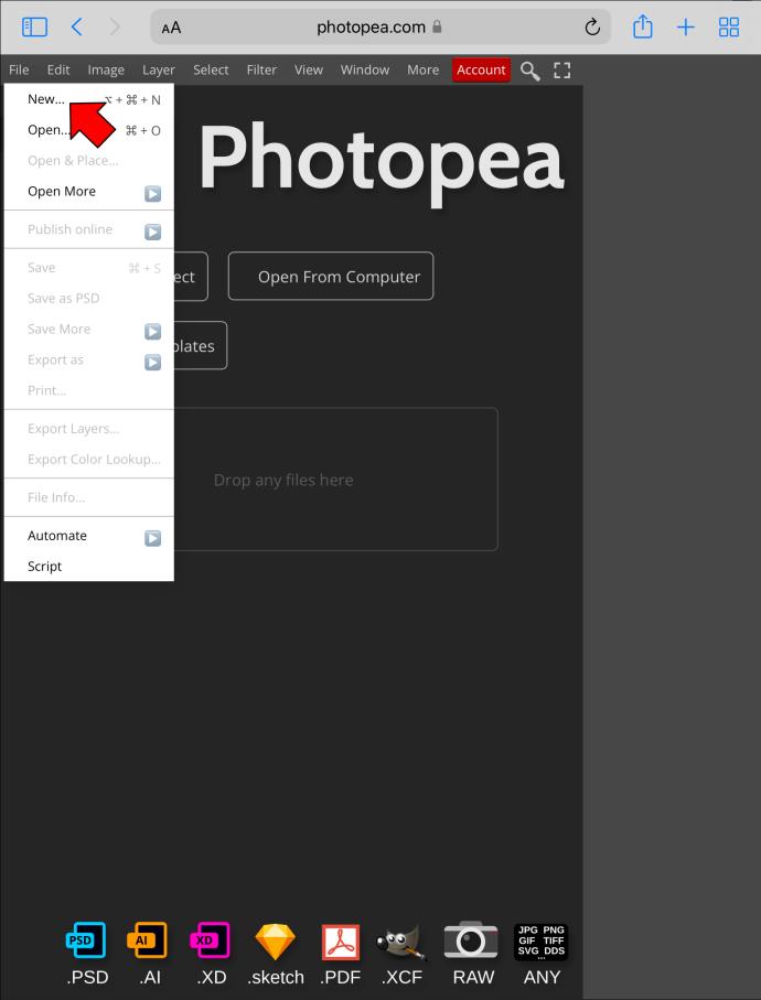 Comment redimensionner une image dans PhotoPea