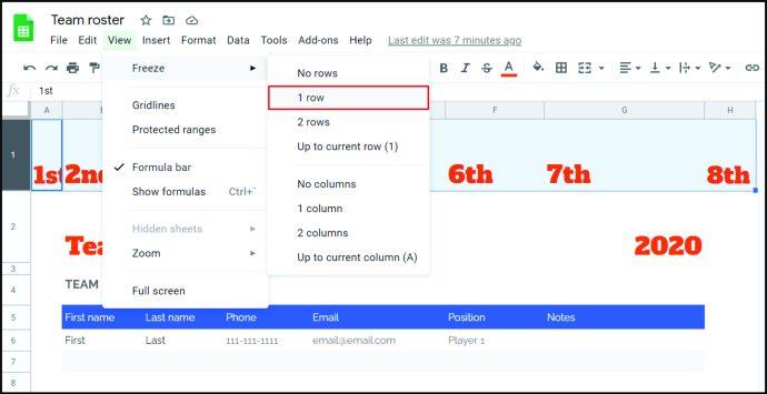 Comment nommer les colonnes dans Google Sheets