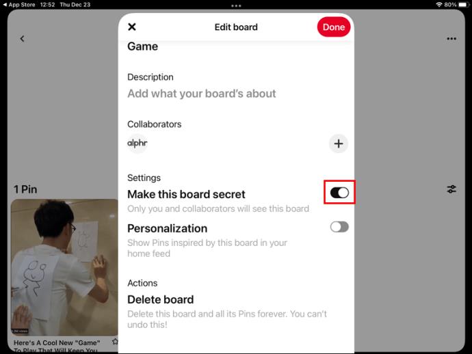 Comment rendre un tableau privé sur Pinterest