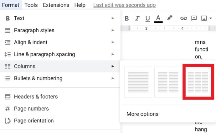 Comment faire deux colonnes dans Google Docs