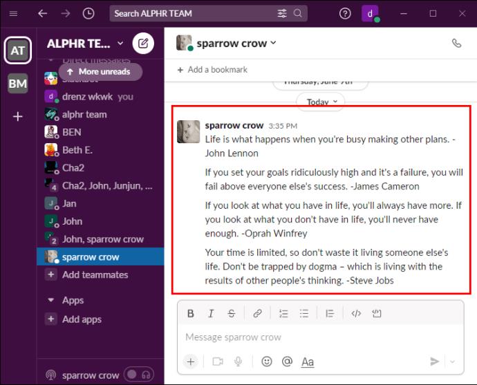 Comment répondre à un message spécifique dans Slack