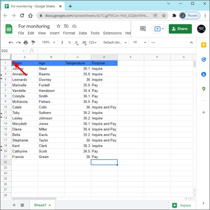 Comment supprimer des lignes masquées dans Google Sheets