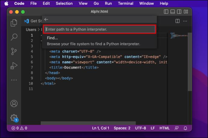 Интерпретатор python в vs code