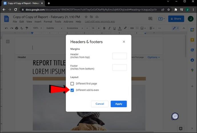 Comment créer différents en-têtes pour différentes pages dans Google Docs