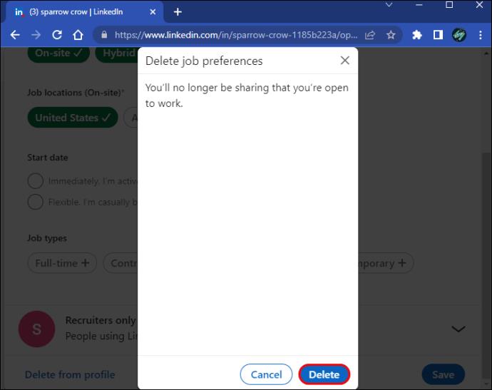 كيفية إزالة فتح للعمل في LinkedIn