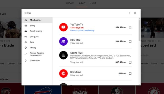 YouTube TV – Como adicionar canais premium