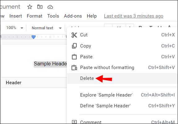 Comment supprimer un en-tête de Google Docs