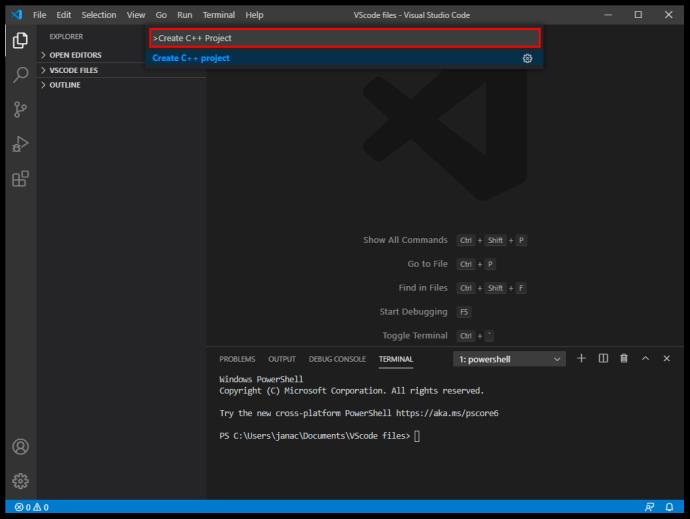 VS Code Как создать новый проект