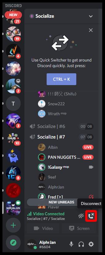 Как покинуть сервер Discord