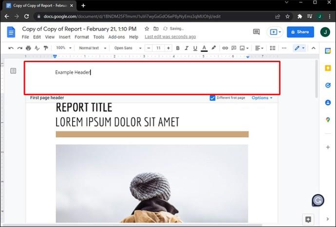 Comment créer différents en-têtes pour différentes pages dans Google Docs