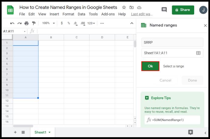 Comment calculer la plage dans Google Sheets