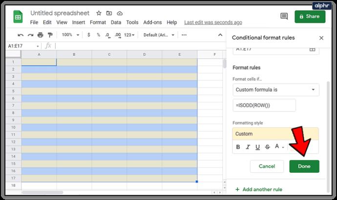 Comment sélectionner des lignes alternées dans Google Sheets