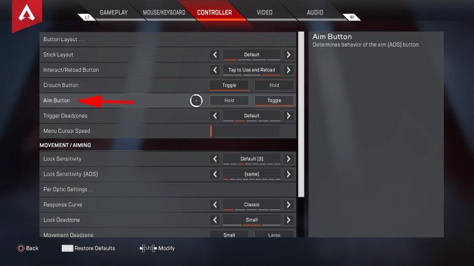 How To Turn Off Toggle Aim In Apex Legends